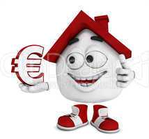 Kleines 3D Haus Rot - Euro Symbol