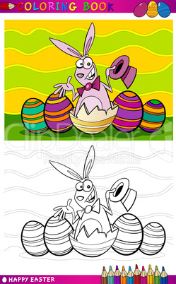 easter bunny cartoon illustration for coloring