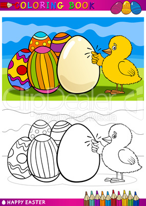 easter chick cartoon illustration for coloring