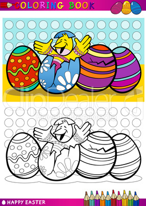 easter chick cartoon illustration for coloring