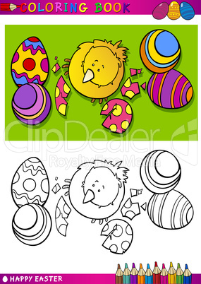 easter chick cartoon illustration for coloring