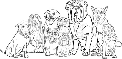 purebred dogs group cartoon for coloring