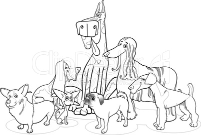 purebred dogs group cartoon for coloring