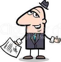 businessman with contract cartoon