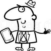 man with tablet cartoon illustration