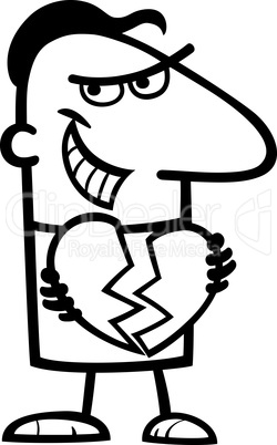 man breaking heart cartoon illustration