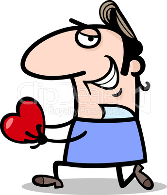 man giving valentine cartoon illustration
