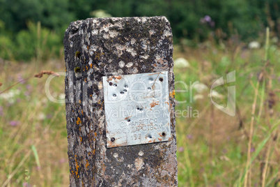 Small Geodetic point at Russia in summer day