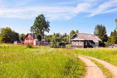 Russian village in summer day