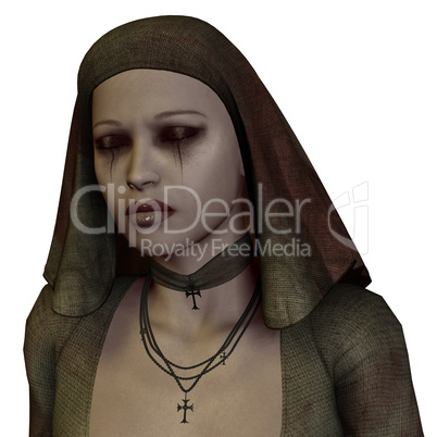 Portrait einer traurigen Nonne