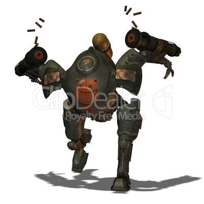 rennender Kampfroboter im Steampunk Stil