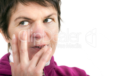 Woman licks his fingers