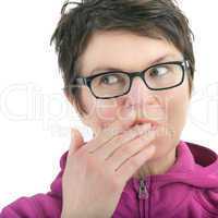 Woman licks his fingers