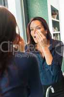 Woman removing make-up cleansing pads cleaning facial