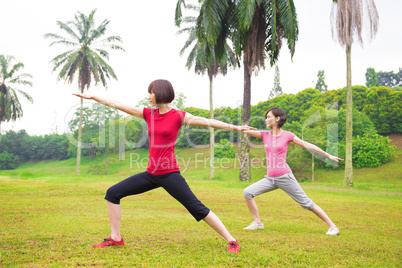 Asian girls yoga outdoor