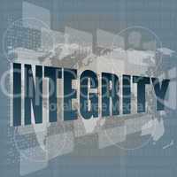 search button to find integrity word on a touch screen interface