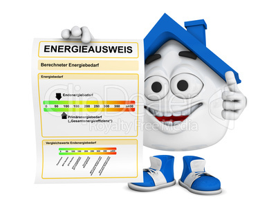 Kleines 3D Haus Blau - Energieausweis Konzept 1