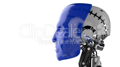 Cyborg Kopf Blau - Seitenansicht