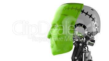 Cyborg Kopf Grün - Seitenansicht