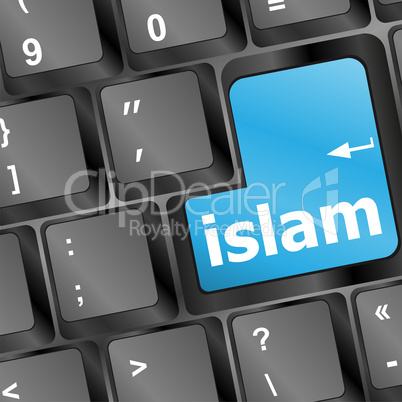 islam word on conputer key on enter button