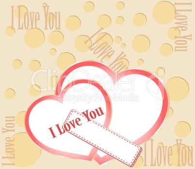 Two red hearts with I love you text