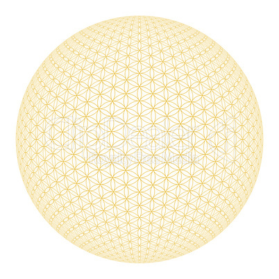 Blume des Lebens Isoliert - Gold Weiß 3D Kugel