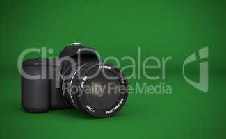 DSLR Vollformat - Digitale Spiegelreflexkamera Schwarz auf Grün