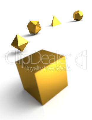 Platonische Körper in 3D - Edel Gold