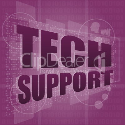tech support word on a touch screen interface