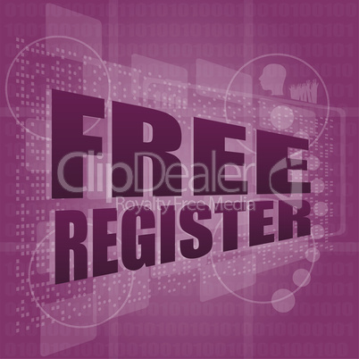 digital background with free registration word. global internet concept