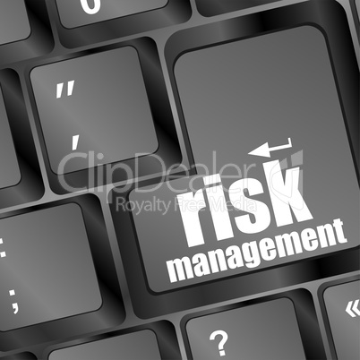Keyboard with risk management button, internet concept
