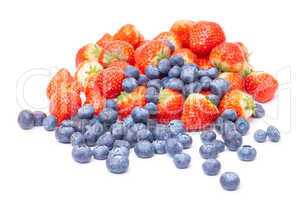 Heap Fresh Strawberries and Blueberries