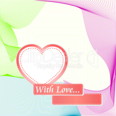 red heart with abstract lines. invitation card