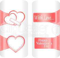 paper heart stickers label tag set on white background