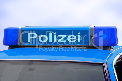 Blue light of a police car