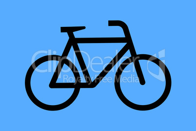 Blue sign with painted bicycle