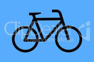 Blue sign with painted bicycle