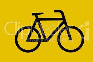 Yellow sign with painted bicycle