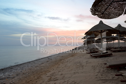 Sunrice and beach at the luxury hotel, Hurghada, Egypt