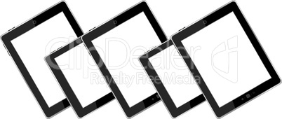 Set of blank generic tablet pc with blank screen