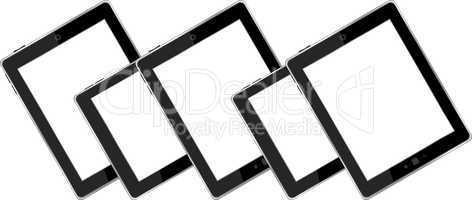 Set of blank generic tablet pc with blank screen