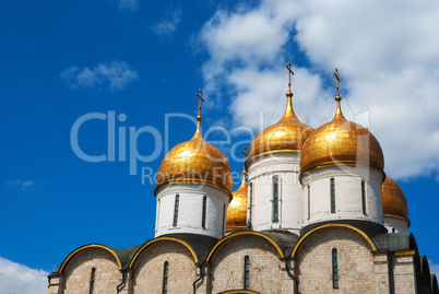 Dormition Cathedral domes at Moscow Kremlin
