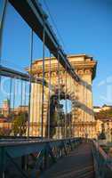 Szechenyi suspension bridge in Budapest, Hungary