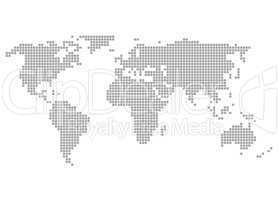 Pixel Weltkarte grau