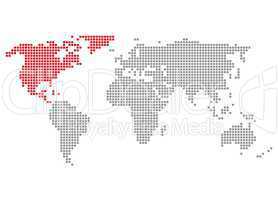 Pixel Weltkarte: Nordamerika