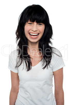 Studio shot of beautiful smiling woman