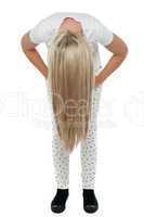 Girl with long hair bending down
