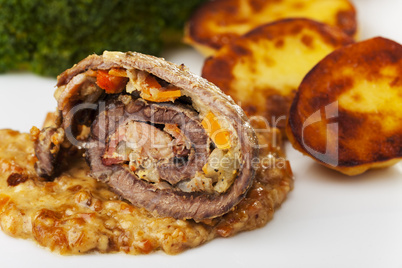 closeup einer rinderroulade