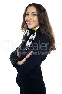 Beautiful stewardess smiling