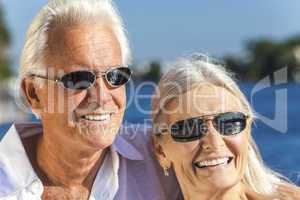 Happy Senior Man Woman Couple Tropical Sea